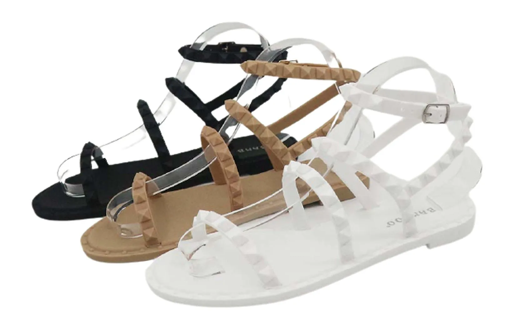 Bamboo Holiday-01 Women's Flat Studded Sandals Gladiator Sandals Natural Jelly