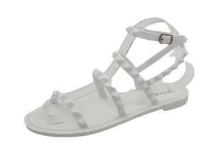 Bamboo Holiday-01 Women's Flat Studded Sandals Gladiator Sandals White Jelly