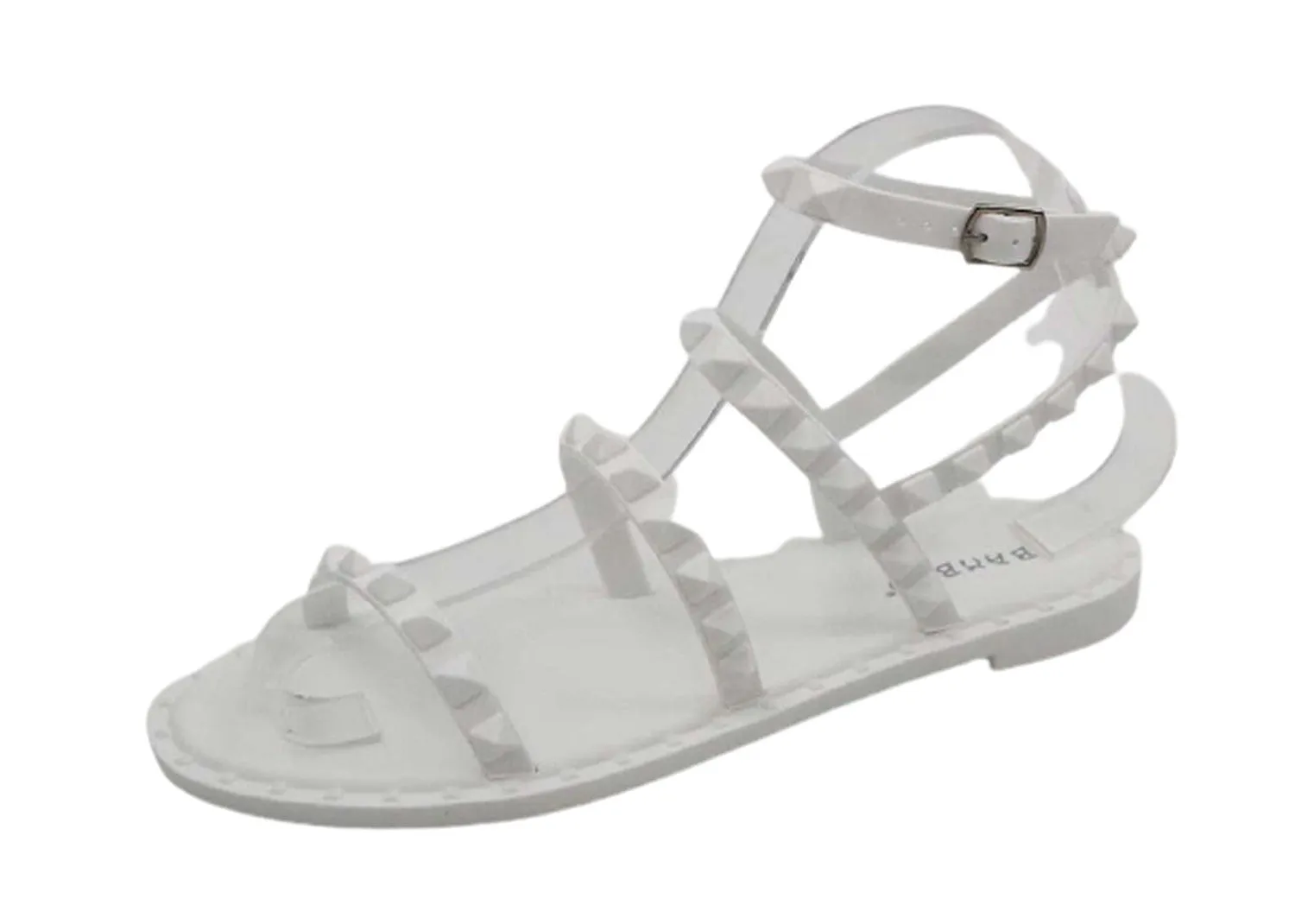 Bamboo Holiday-01 Women's Flat Studded Sandals Gladiator Sandals White Jelly