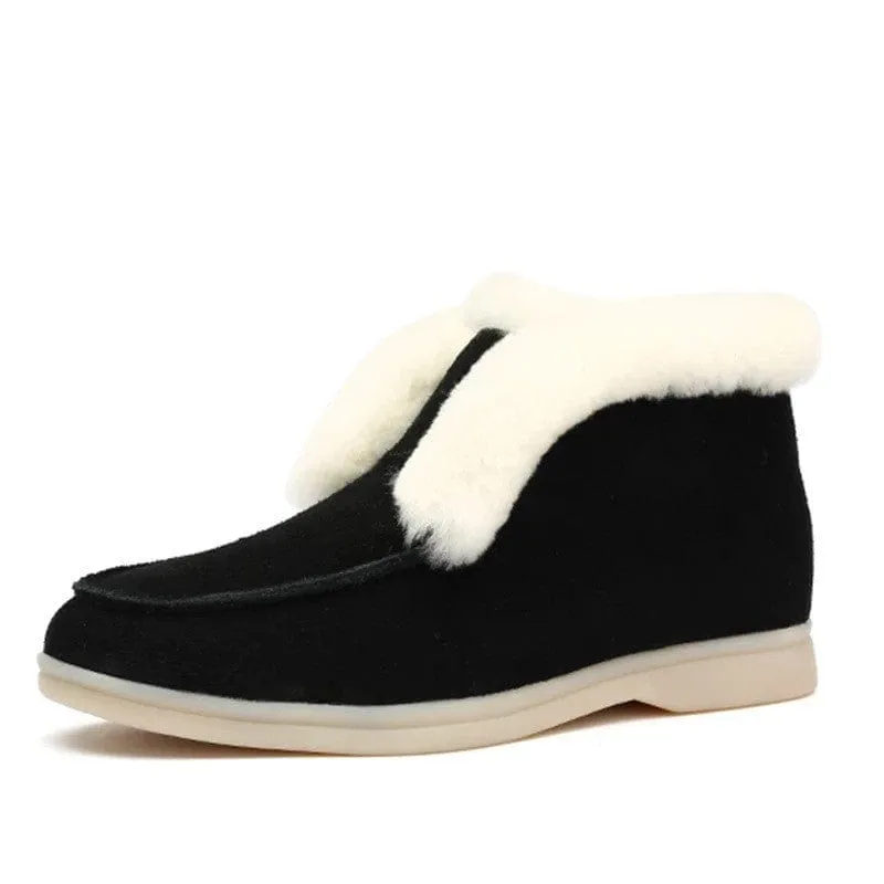 Casual Suede Slip On Fur Lining Ankle Boots