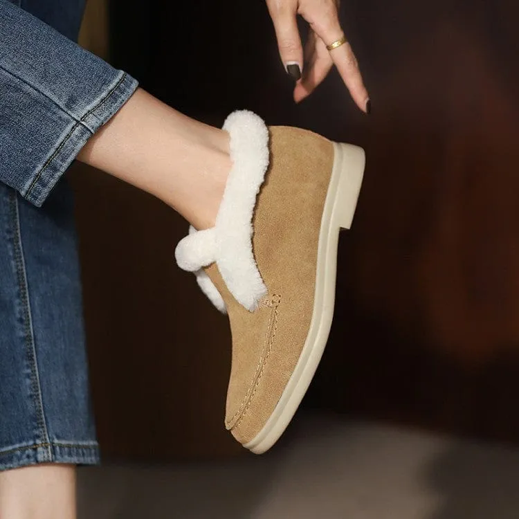 Casual Suede Slip On Fur Lining Ankle Boots
