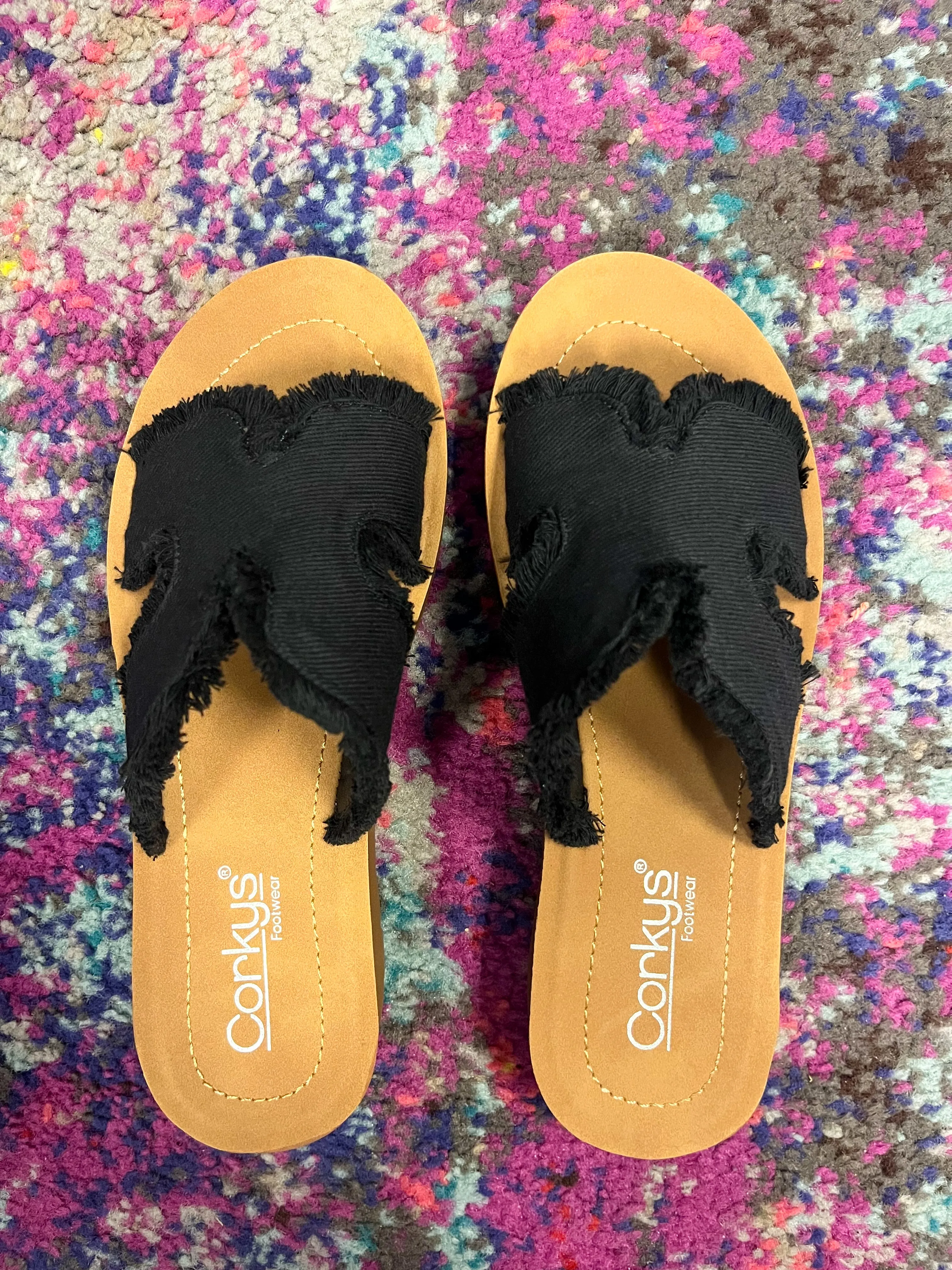 Corky's Hold Please Sandal - Black Frayed