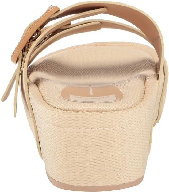 Dolce Vita Coryn Wheat Raffia Fashion Women Platform Double Strap Slip On Sandal