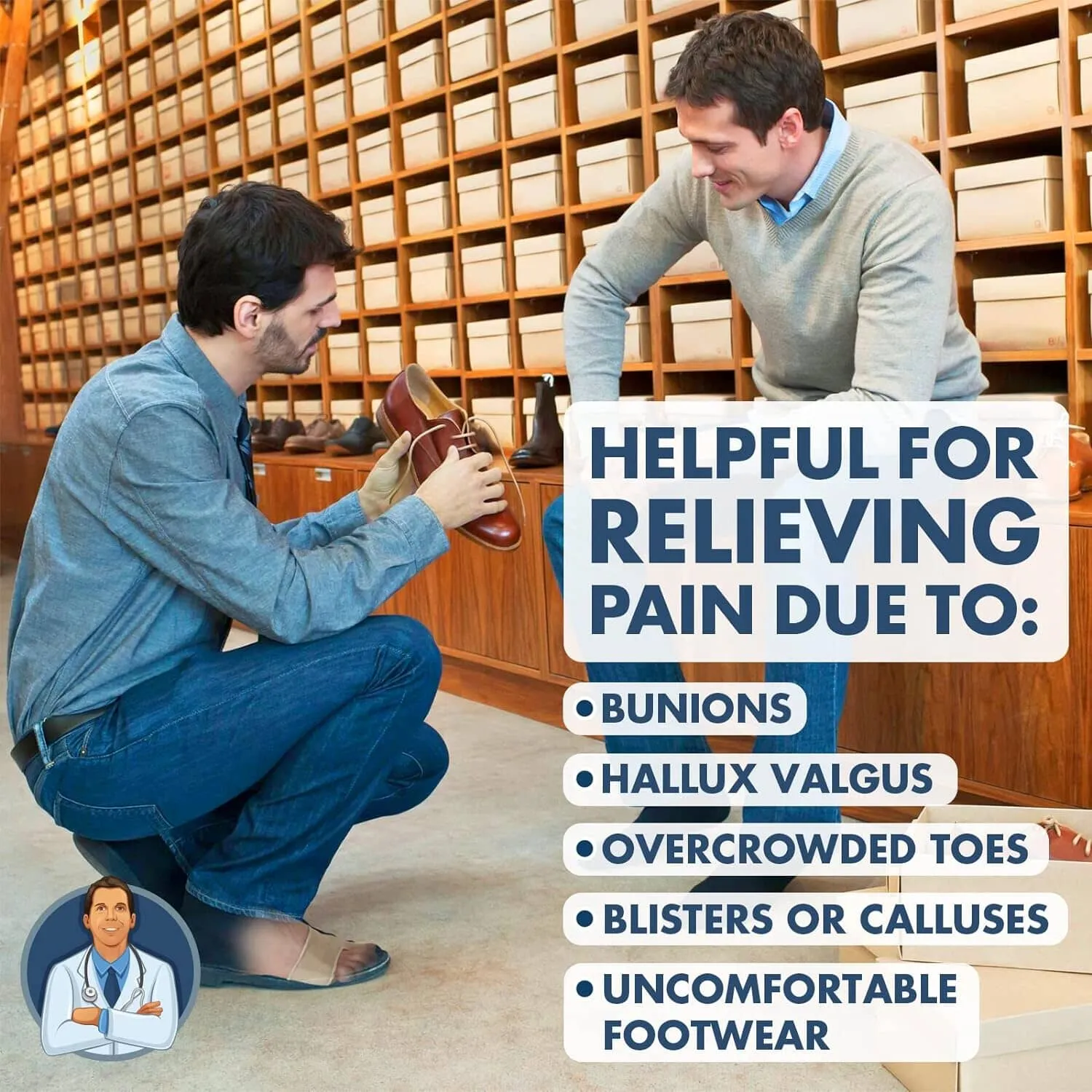 Dr. Frederick's Original Bunion Sleeves - 2ct. - Thin Bunion Relief Socks - Orthopedic Bunion Cushion for Women & Men - Gel Pad Bunion Guard, Big Toe Separator