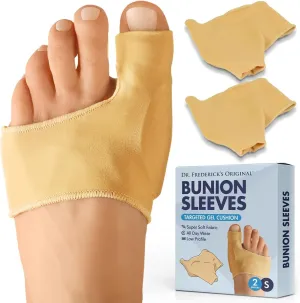 Dr. Frederick's Original Bunion Sleeves - 2ct. - Thin Bunion Relief Socks - Orthopedic Bunion Cushion for Women & Men - Gel Pad Bunion Guard, Big Toe Separator