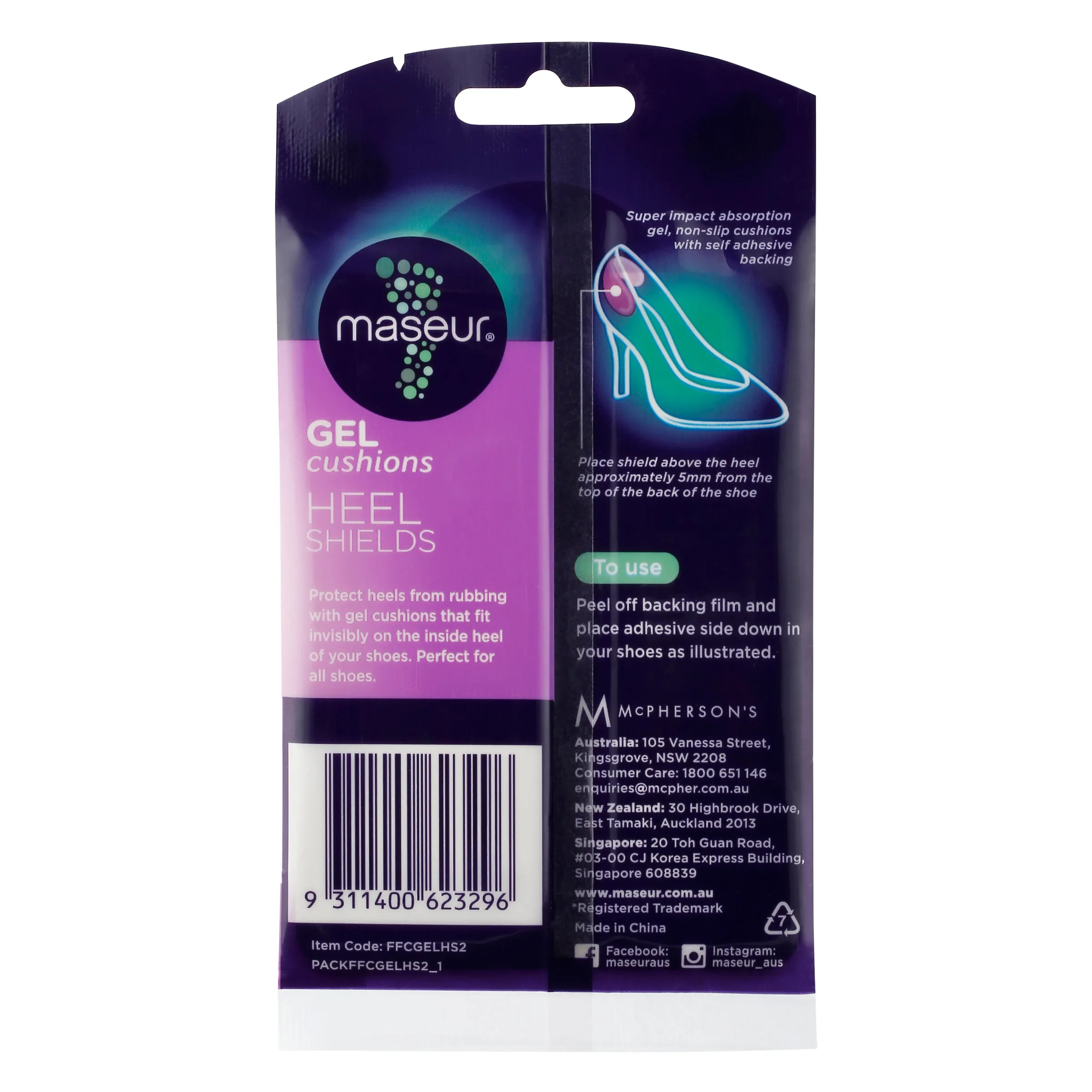 Footcare Heel Shields Gel Cushions 2 Pairs
