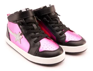 Old Soles Girl's 1007 Team-Star Casual Shoes - Fuchsia Foil / Glam Argent / Black / White Black Sole