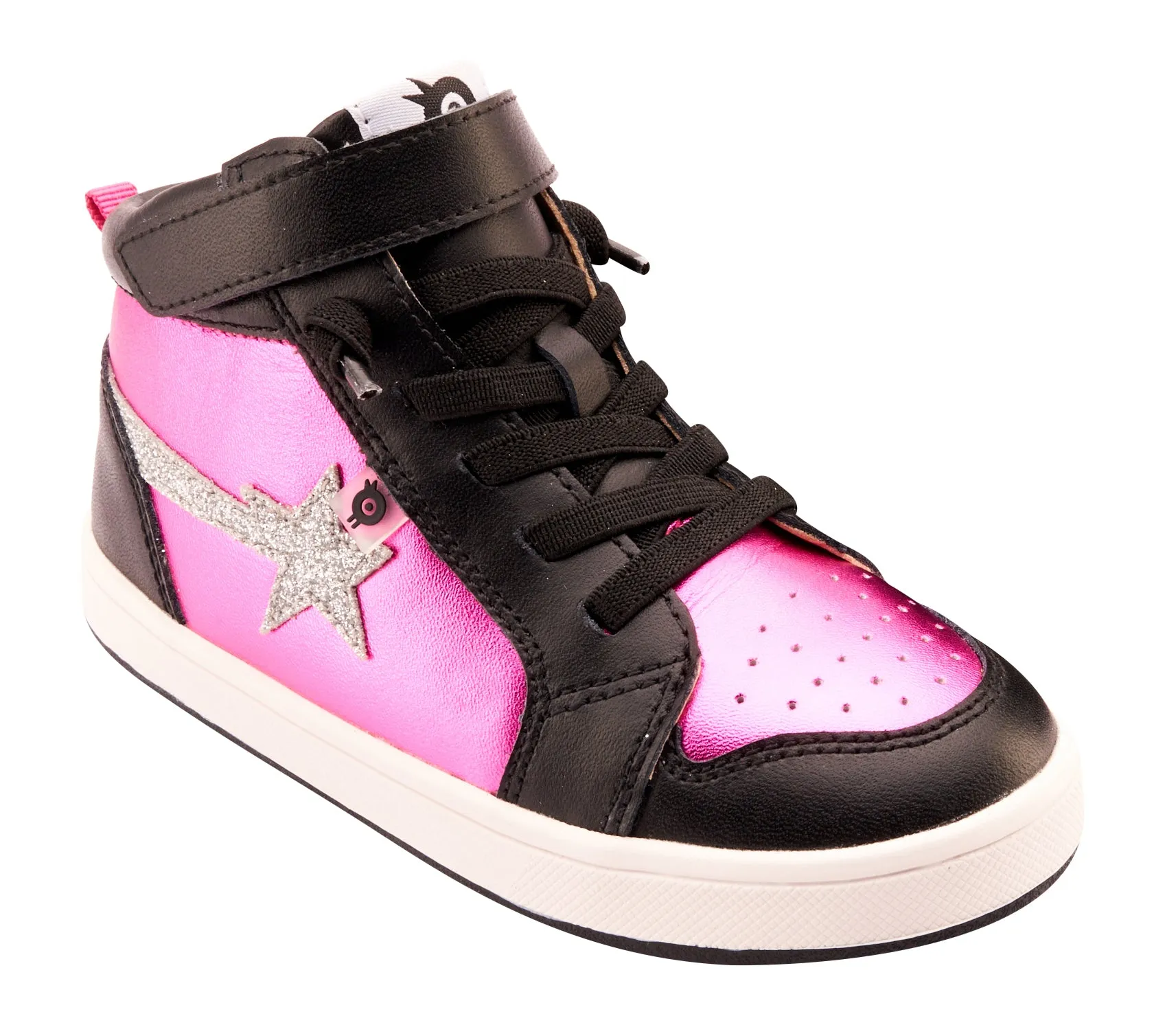 Old Soles Girl's 1007 Team-Star Casual Shoes - Fuchsia Foil / Glam Argent / Black / White Black Sole