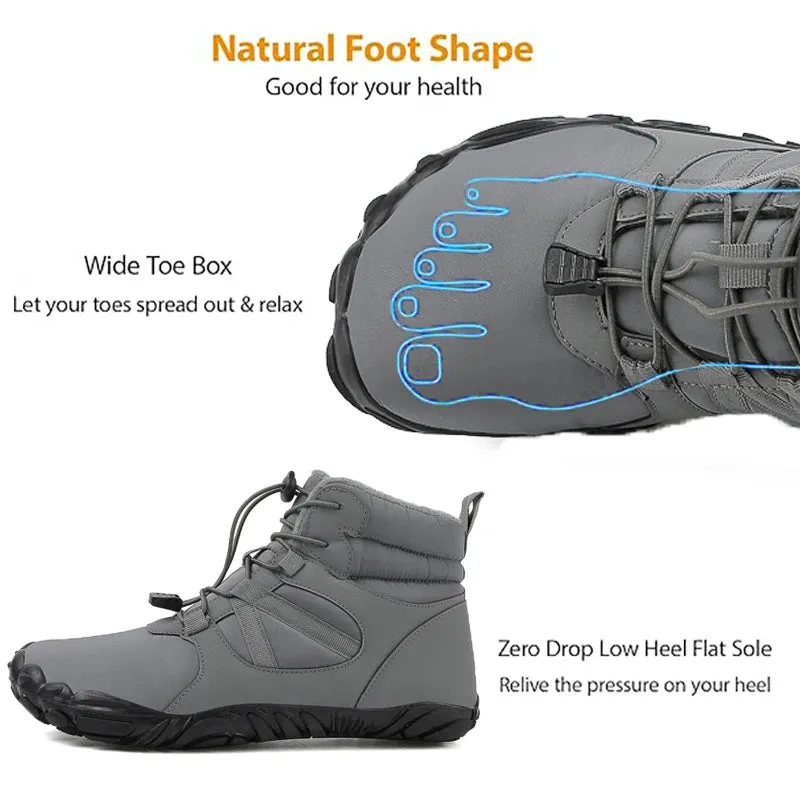 Ravello Big Size Waterproof Winter Barefoot Boots - Fur Lined Wide Toe Box Snow Boots