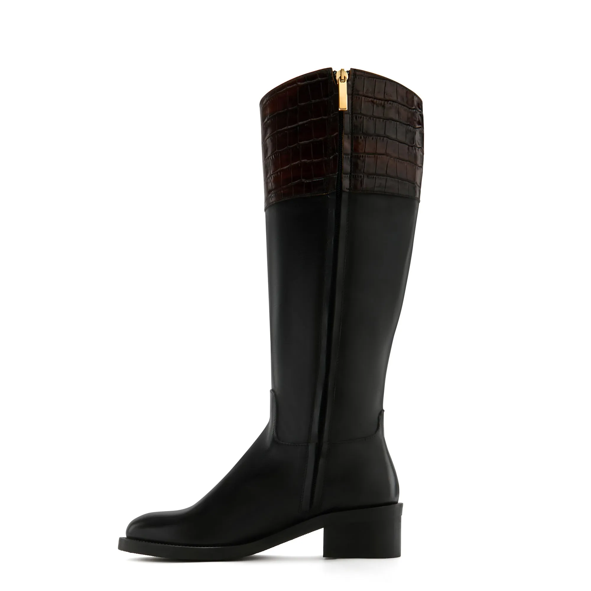 Vendôme Iris black with brown calfskin leather boots