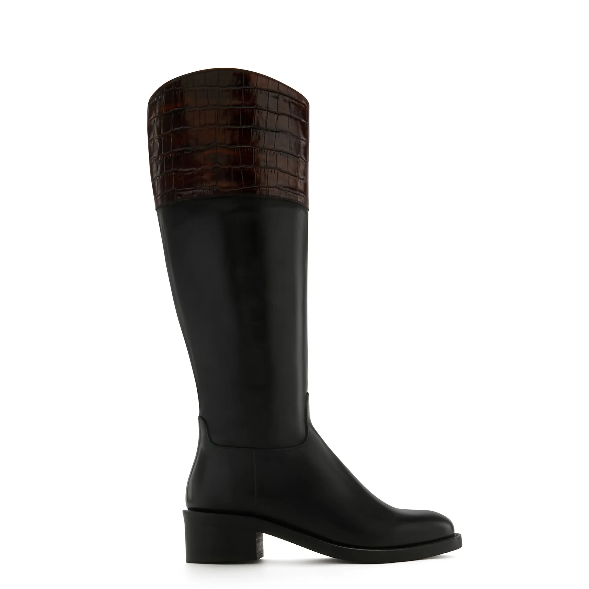 Vendôme Iris black with brown calfskin leather boots