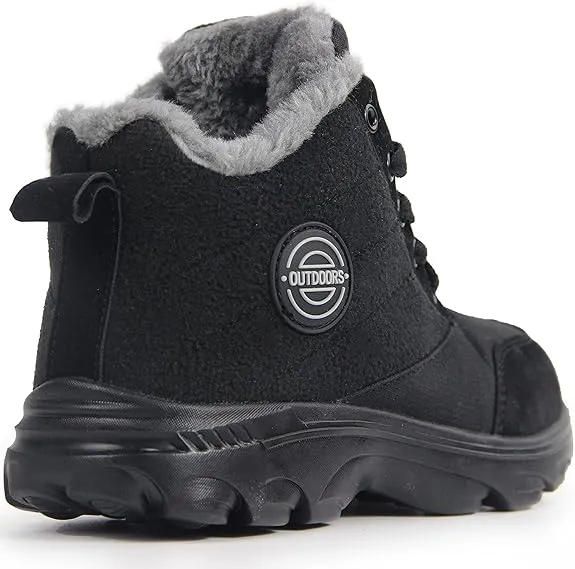 Weweya Snow Black Fashion Lace Up Winter Ankle Boots Fur Waterproof Snow Boots