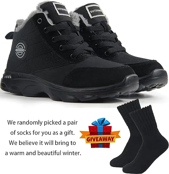 Weweya Snow Black Fashion Lace Up Winter Ankle Boots Fur Waterproof Snow Boots